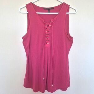 White House Black Market Women’s Fuchsia Lace-Up Tank Top – Size Small